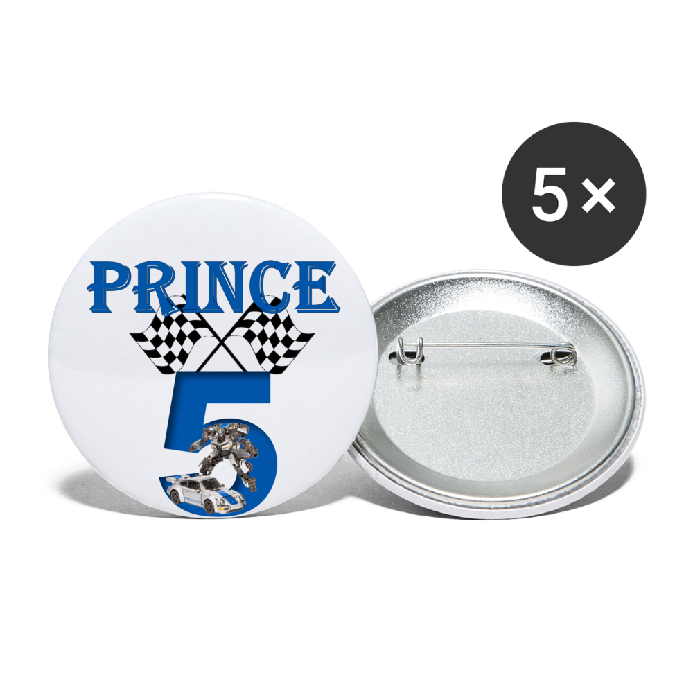 PJ 5th B-Day Buttons large 2.2'' (5-pack) - white