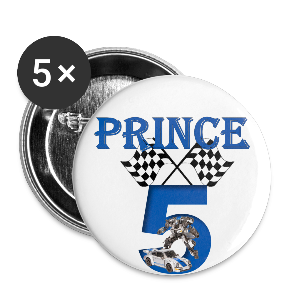 PJ 5th B-Day Buttons large 2.2'' (5-pack) - white