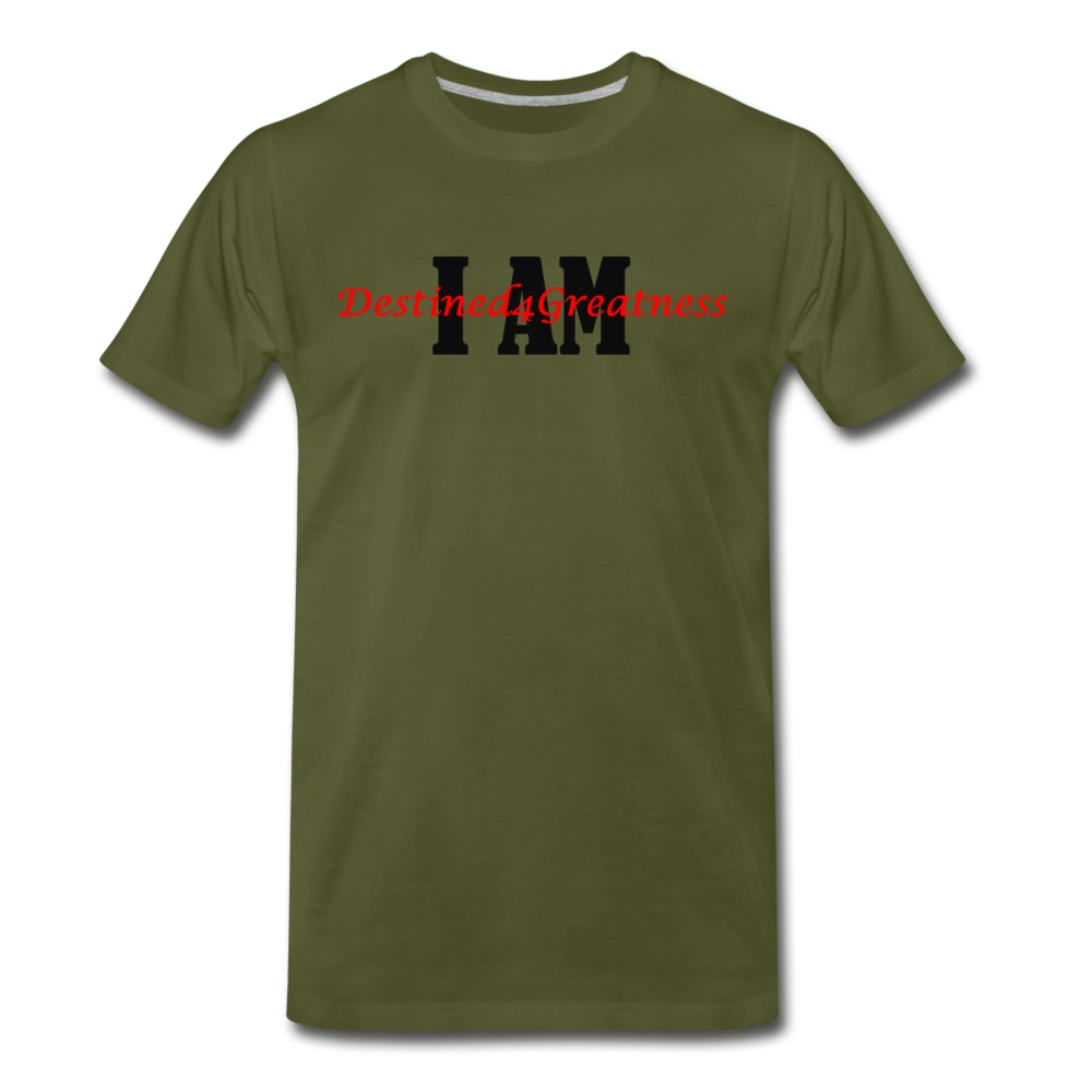 Red I AM T-Shirt - olive green