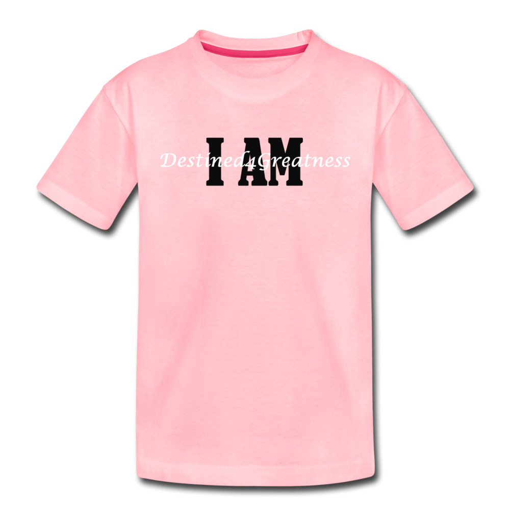 Kids' White I Am T-Shirt - pink