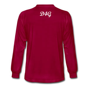 Unisex White Legacy Long Sleeve T-Shirt - dark red