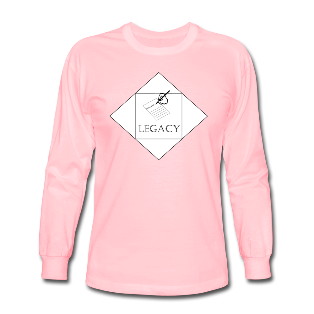 Unisex White Legacy Long Sleeve T-Shirt - pink