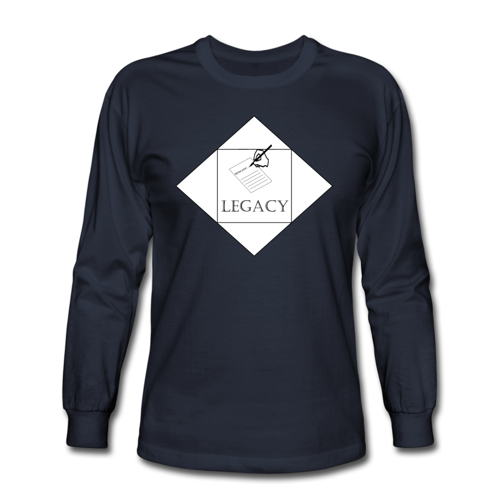 Unisex White Legacy Long Sleeve T-Shirt - navy