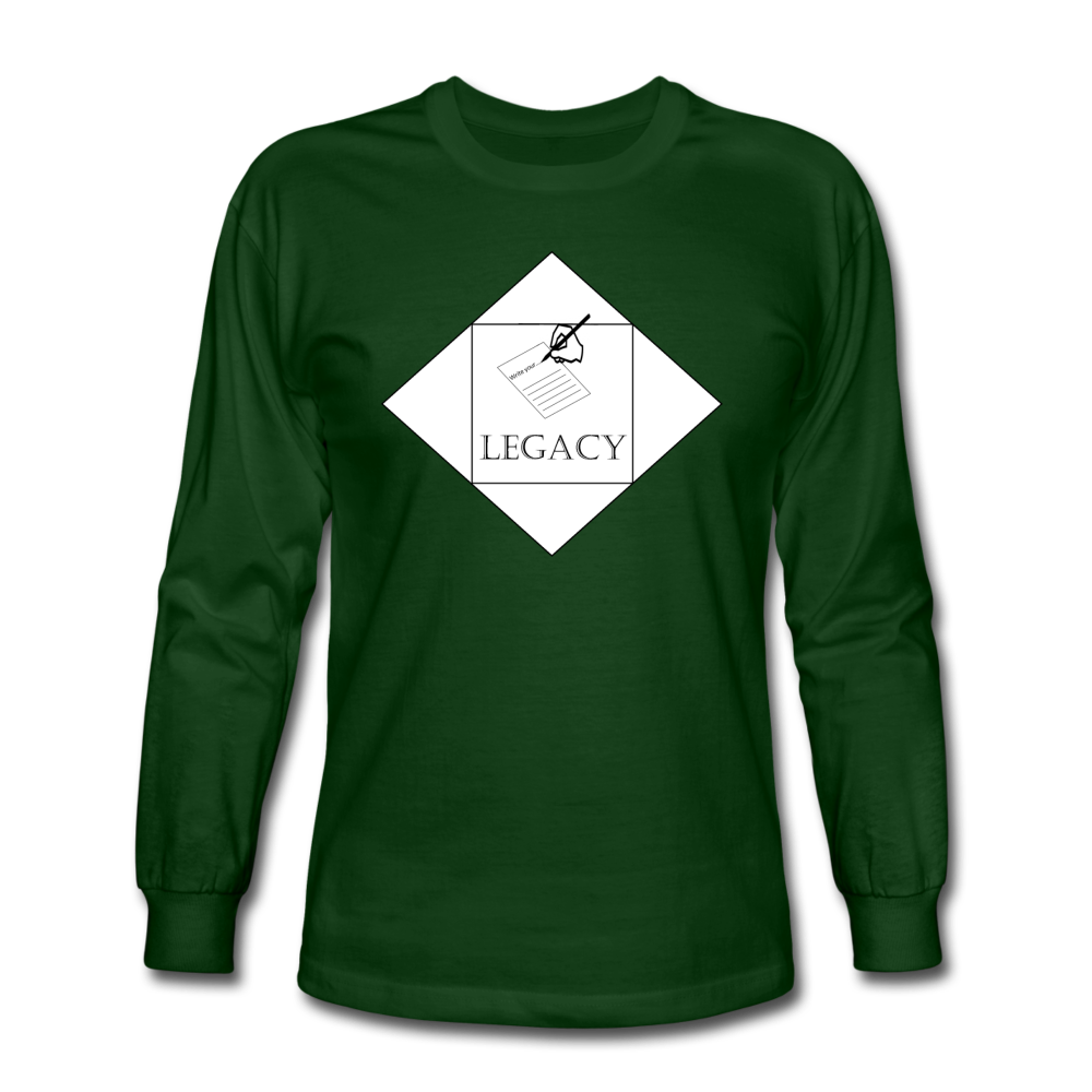 Unisex White Legacy Long Sleeve T-Shirt - forest green