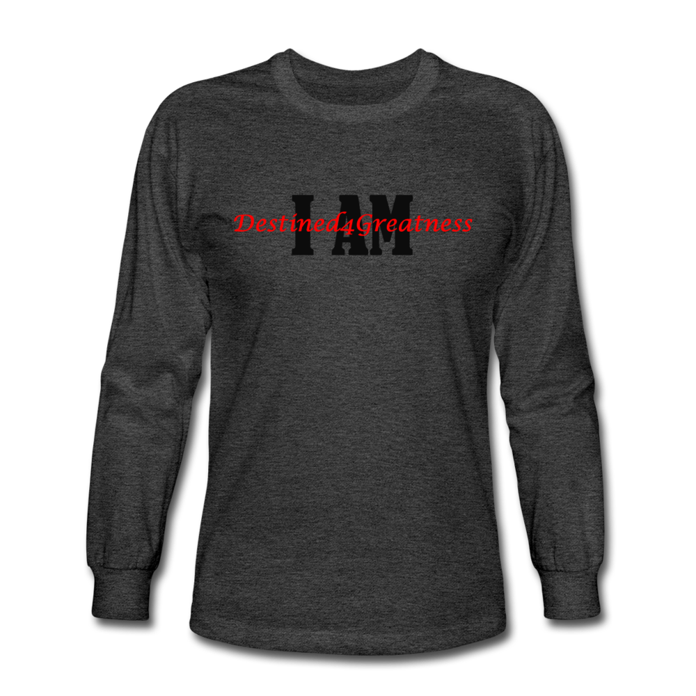 Unisex Red I AM Long Sleeve T-Shirt - heather black