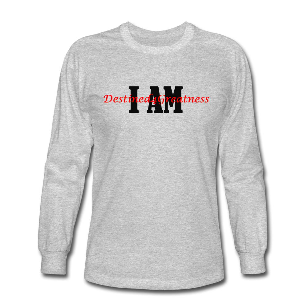 Unisex Red I AM Long Sleeve T-Shirt - heather gray