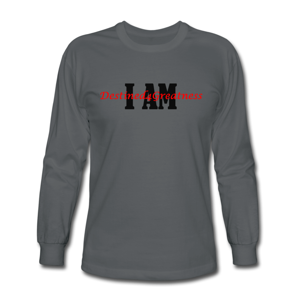 Unisex Red I AM Long Sleeve T-Shirt - charcoal