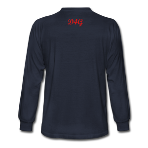 Unisex Red I AM Long Sleeve T-Shirt - navy