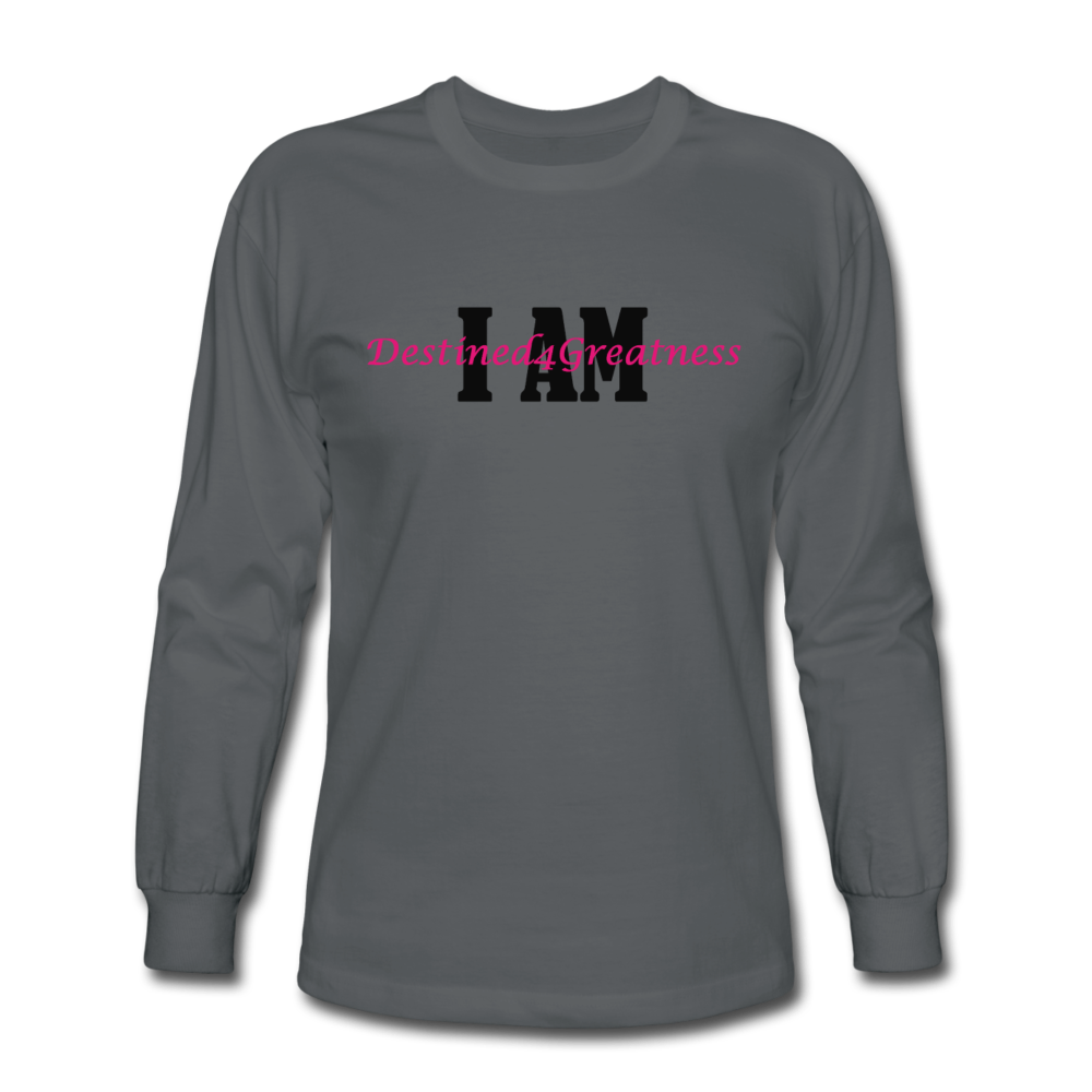 Pink I AM Long Sleeve T-Shirt - charcoal