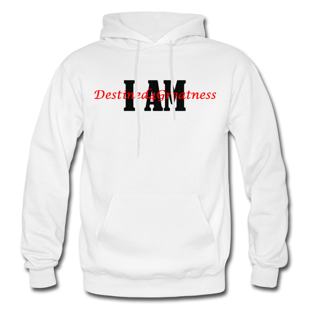 Red I AM Adult Hoodie - white