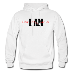 Red I AM Adult Hoodie - white