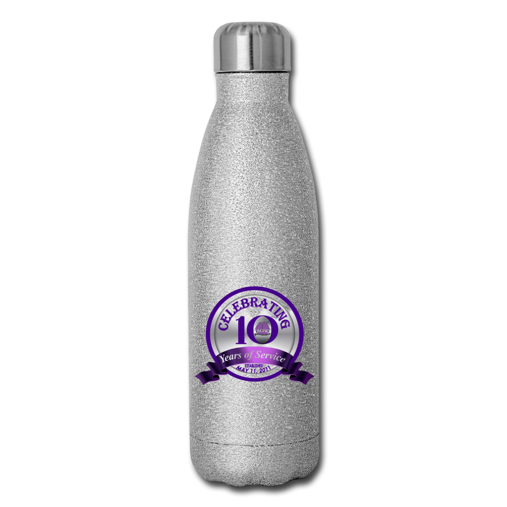 BGHC 10Years Insulated Stainless Steel Water Bottle - silver glitter