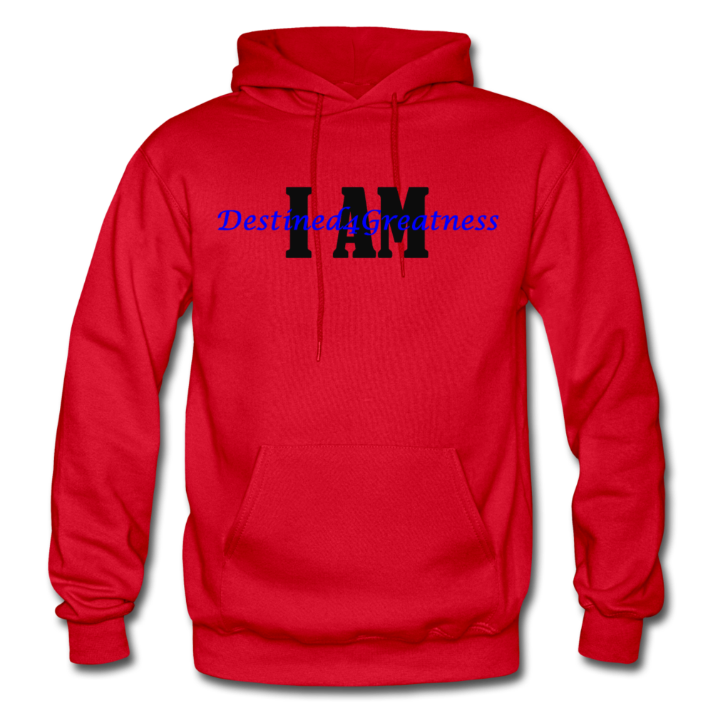 Royal Blue I AM Adult Hoodie - red