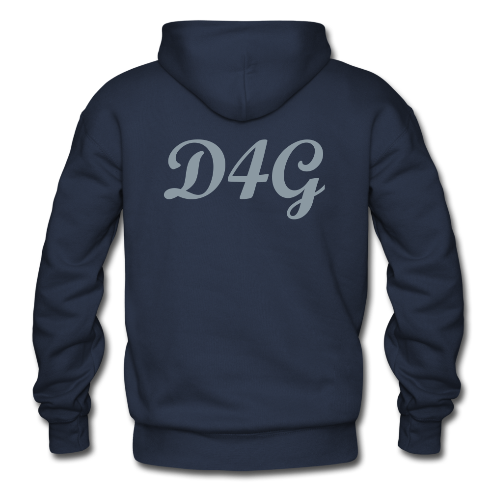 Metallic Sliver D4G Adult Hoodie - navy