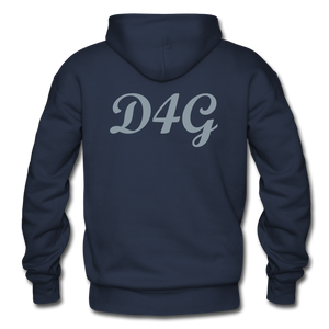 Metallic Sliver D4G Adult Hoodie - navy