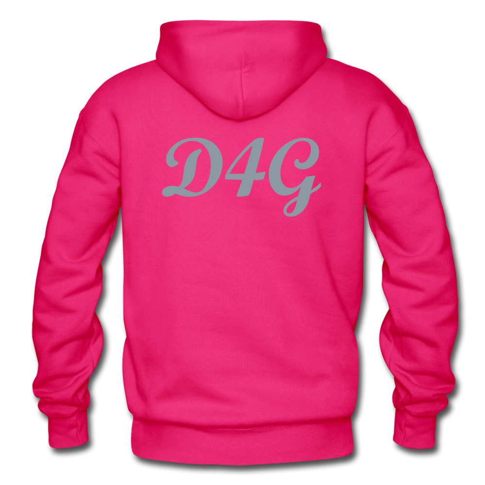 Metallic Sliver D4G Adult Hoodie - fuchsia