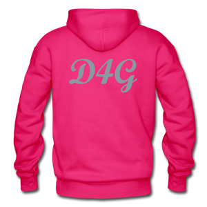 Metallic Sliver D4G Adult Hoodie - fuchsia