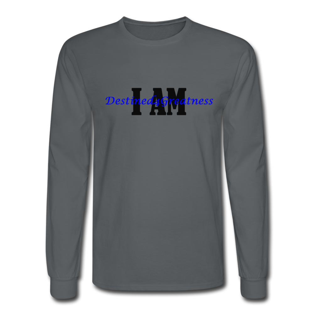 Royal Blue I AM Long Sleeve T-Shirt - charcoal