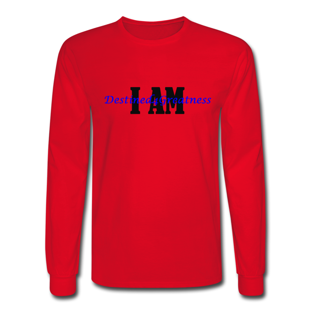 Royal Blue I AM Long Sleeve T-Shirt - red