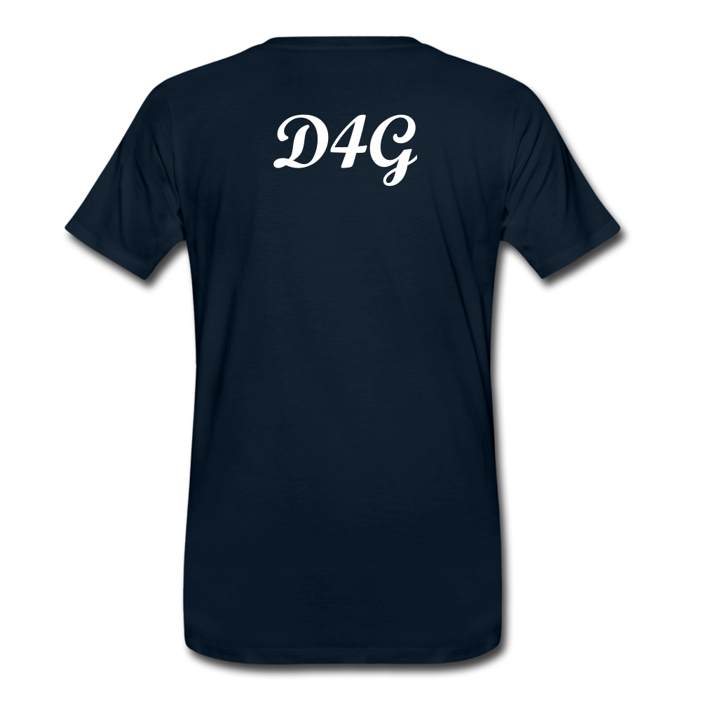 Men's White Greatness D4G T-Shirt - deep navy