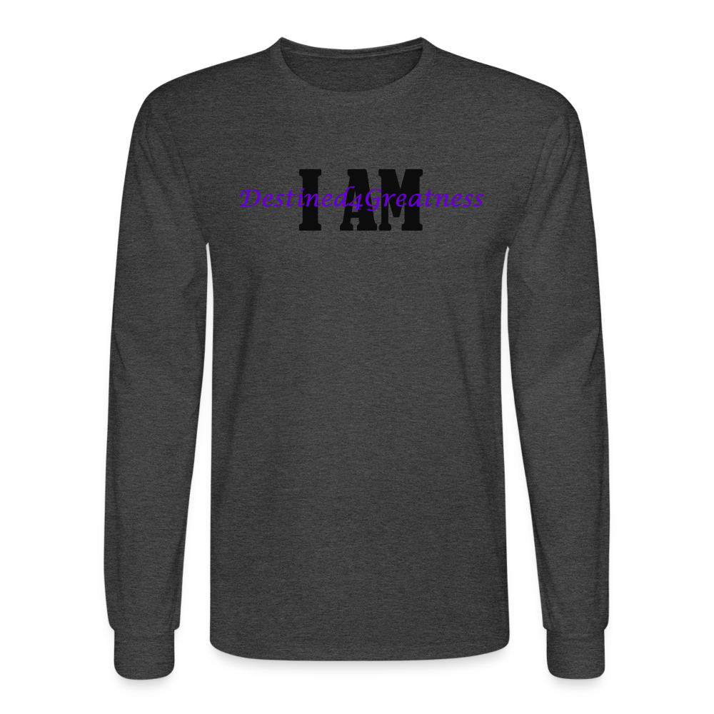 Unisex Purple I AM Long Sleeve T-Shirt - heather black