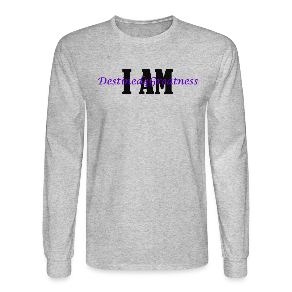 Unisex Purple I AM Long Sleeve T-Shirt - heather gray