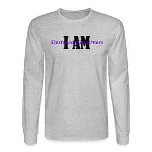 Unisex Purple I AM Long Sleeve T-Shirt - heather gray