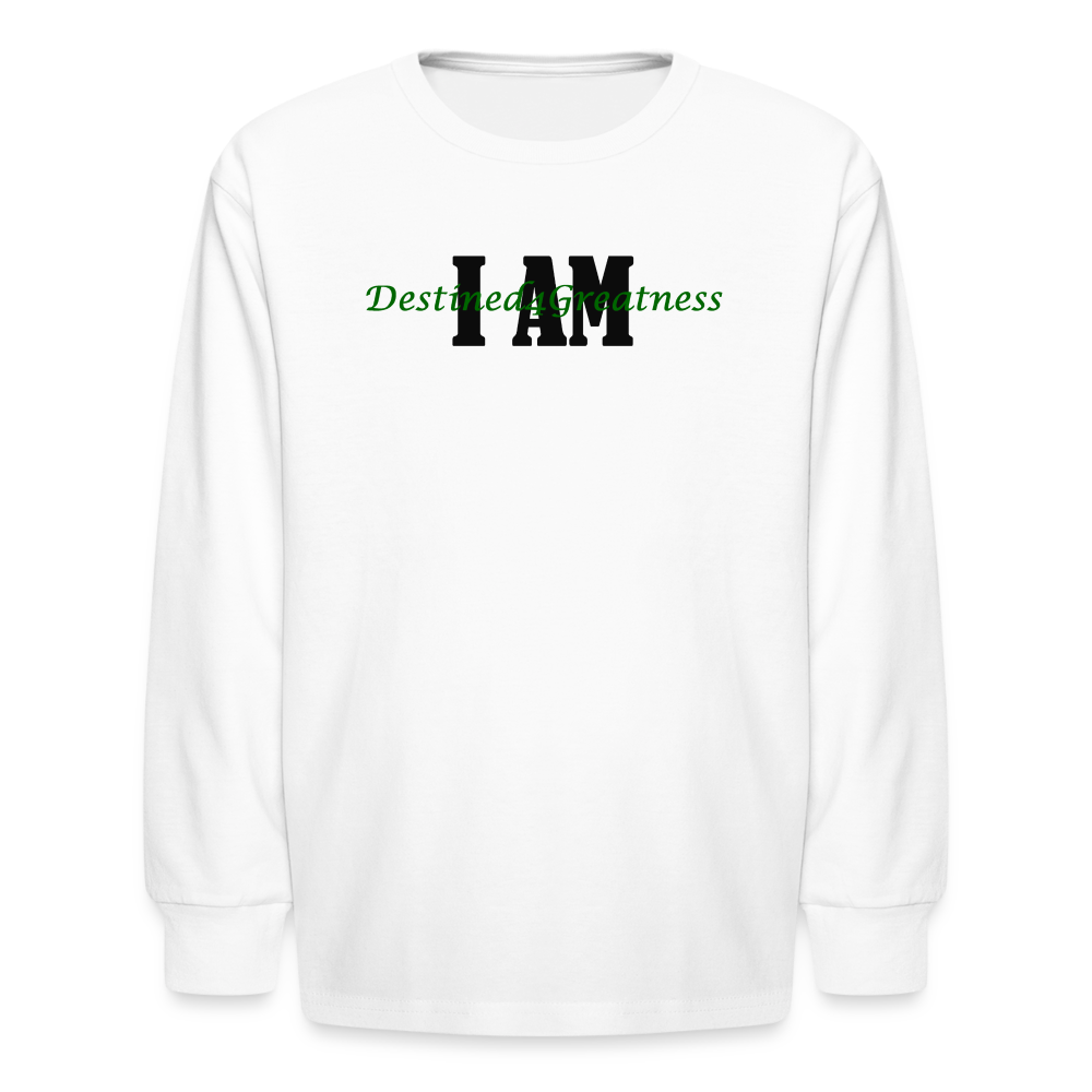 Youth Forrest Green I AM Long Sleeve T-Shirt - white