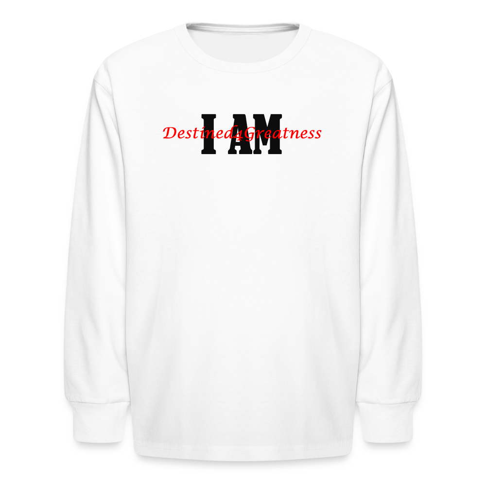 Youth Red I AM Long Sleeve T-Shirt - white