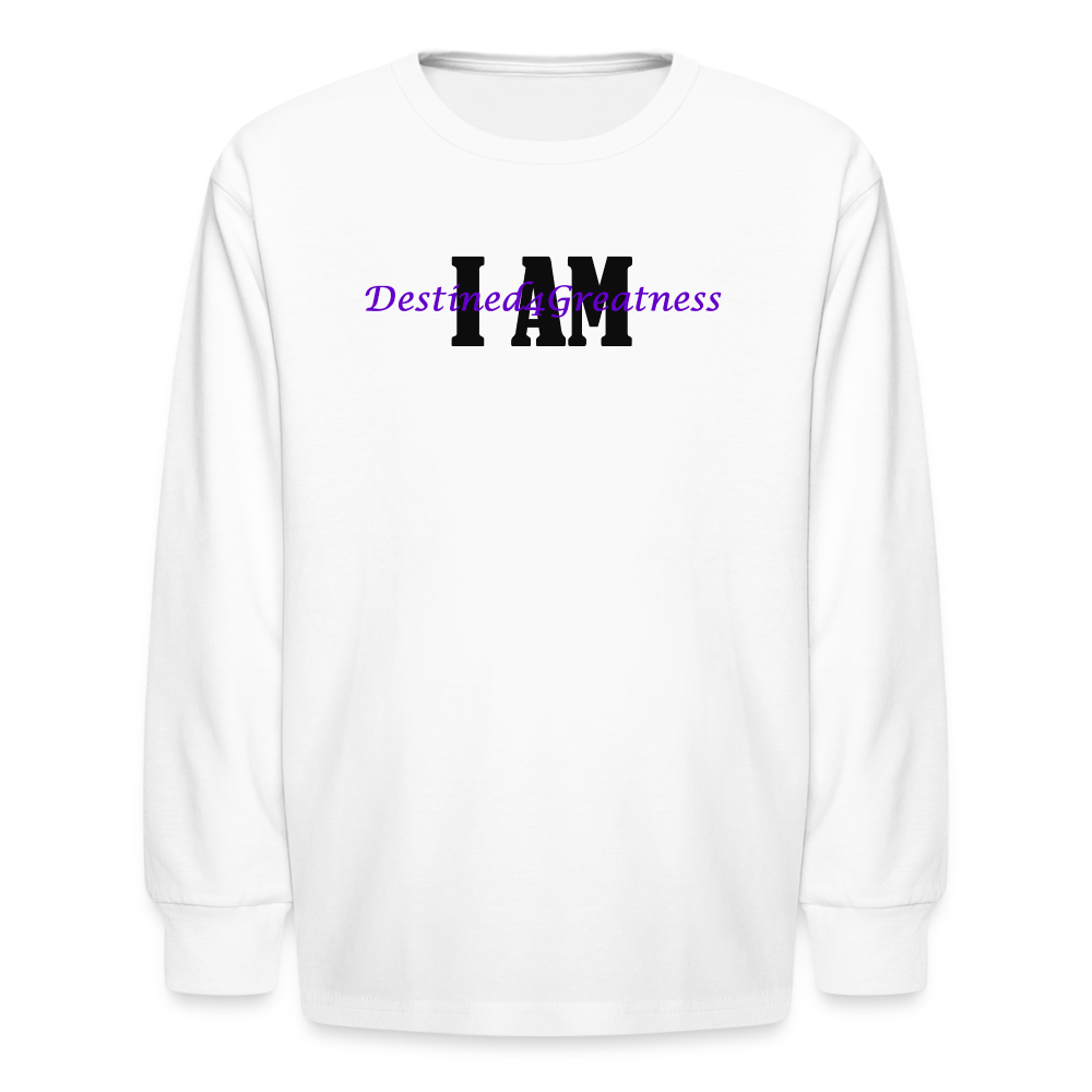 Youth Purple I AM Long Sleeve T-Shirt - white