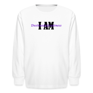 Youth Purple I AM Long Sleeve T-Shirt - white